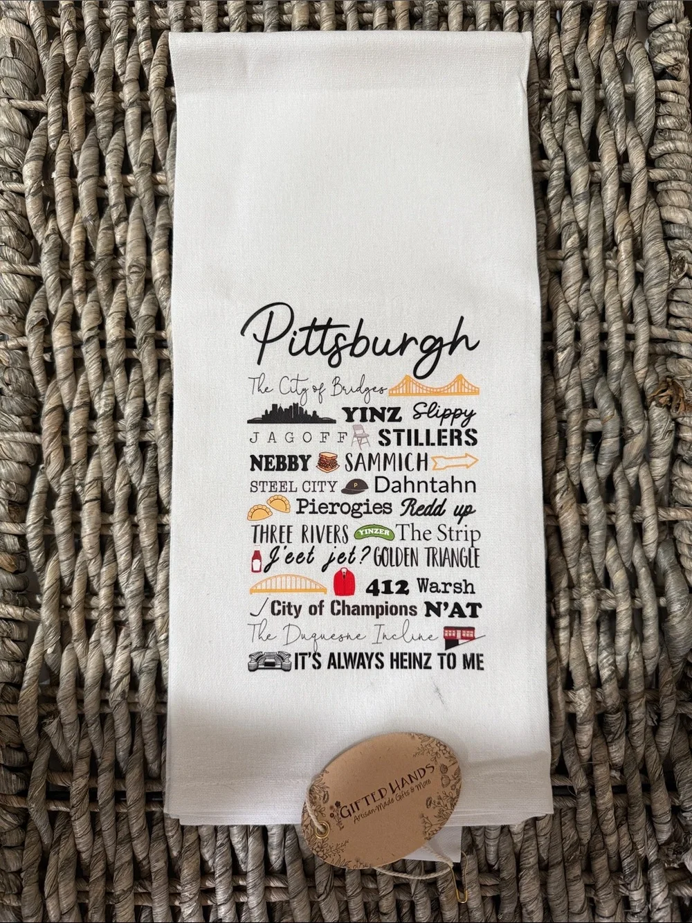Pittsburgh Graphic Kitchen Towel - White